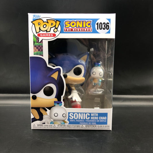 Funko Pop de Sonic with Hero Chao de Sonic the Hedgehog #1036