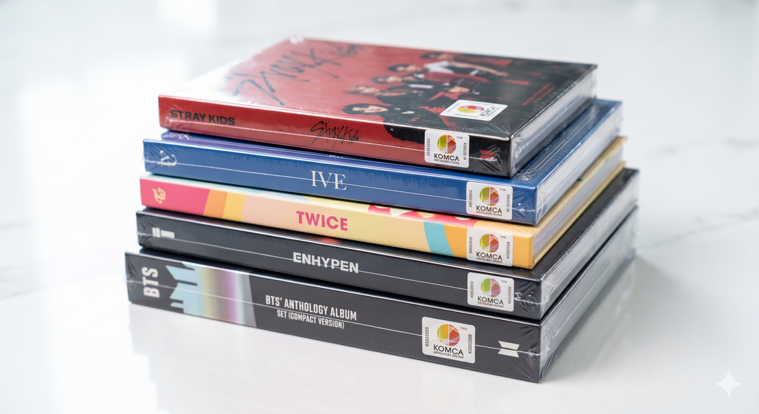 álbumes de K-Pop originales y sellados con el sello KOMCA