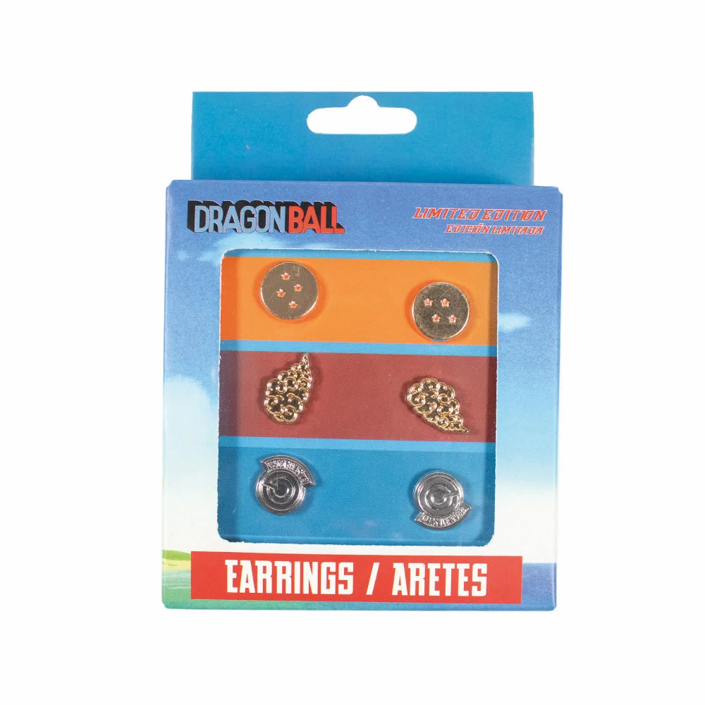 Aretes De Acero Inoxidable-Set De 3 Pares-Edicion Limitada-Dragon Ball