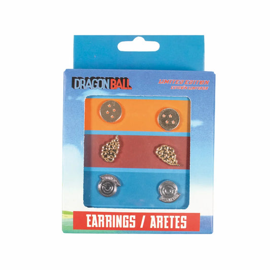 Aretes De Acero Inoxidable-Set De 3 Pares-Edicion Limitada-Dragon Ball