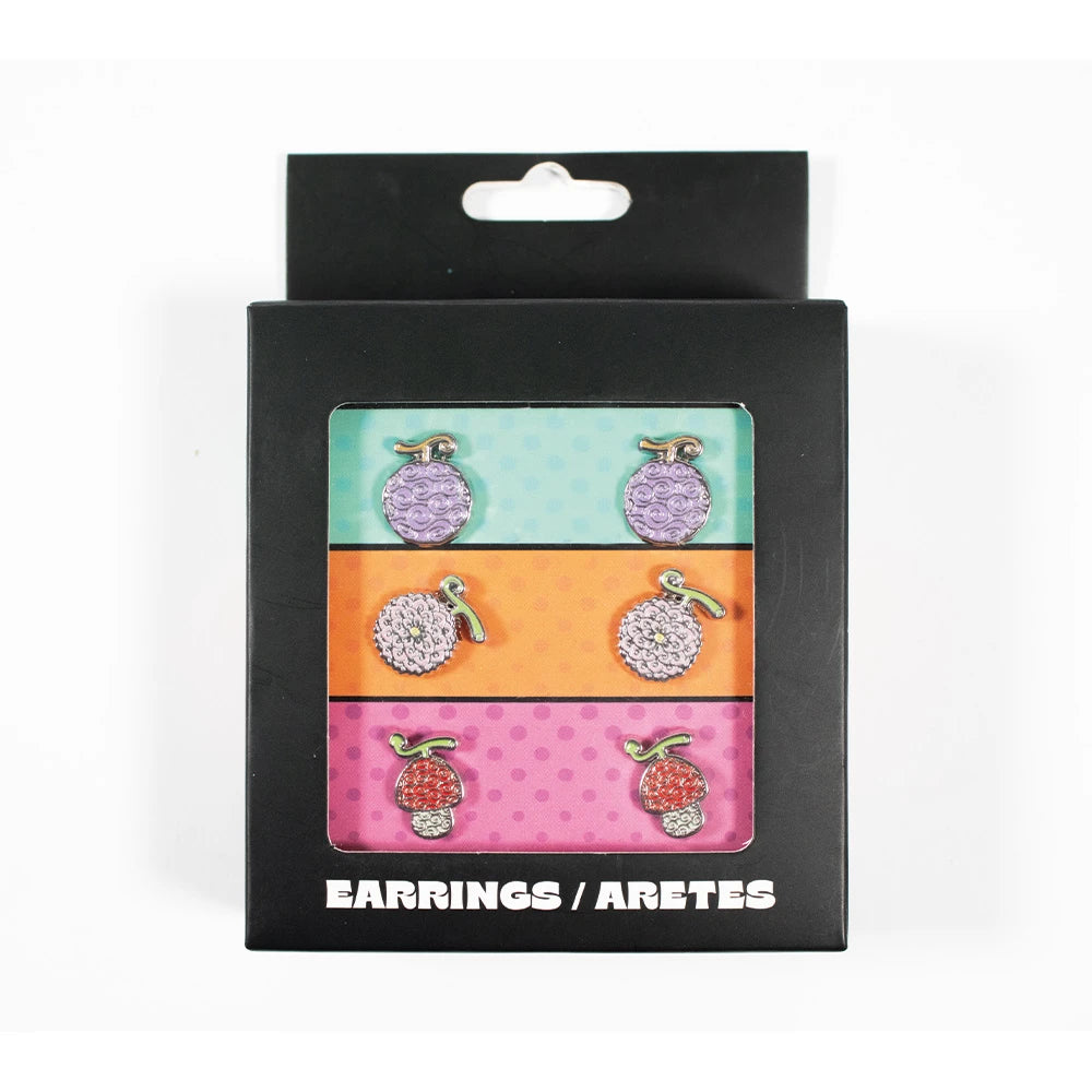 Aretes De Acero Inoxidable-Set De 3 Pares-Edicion Limitada-Devil Fruit-One Piece