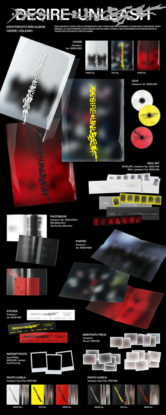 Album Kpop ENHYPEN — DESIRE : UNLEASH 6th Mini Álbum Original