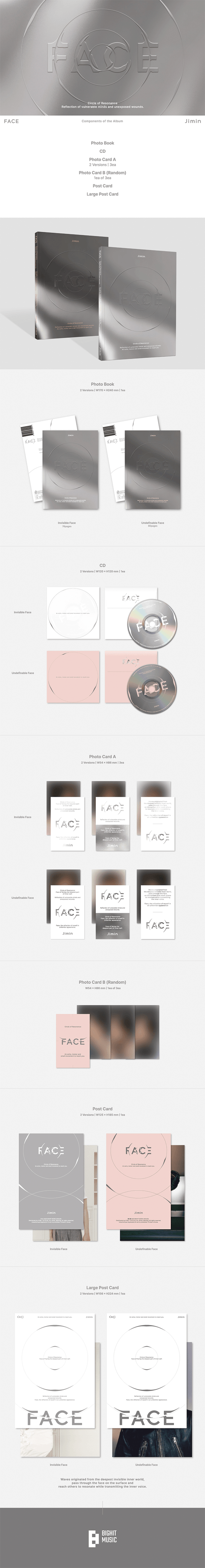 Album FACE Jimin (BTS) 1ST SOLO ALBUM (RANDOM VER) Original | Envío a todo México - Anime SM