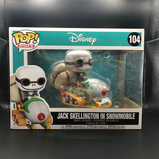 Funko Pop de Jack Skellington en su snowmobile de la película "El Extraño Mundo de Jack" #104
