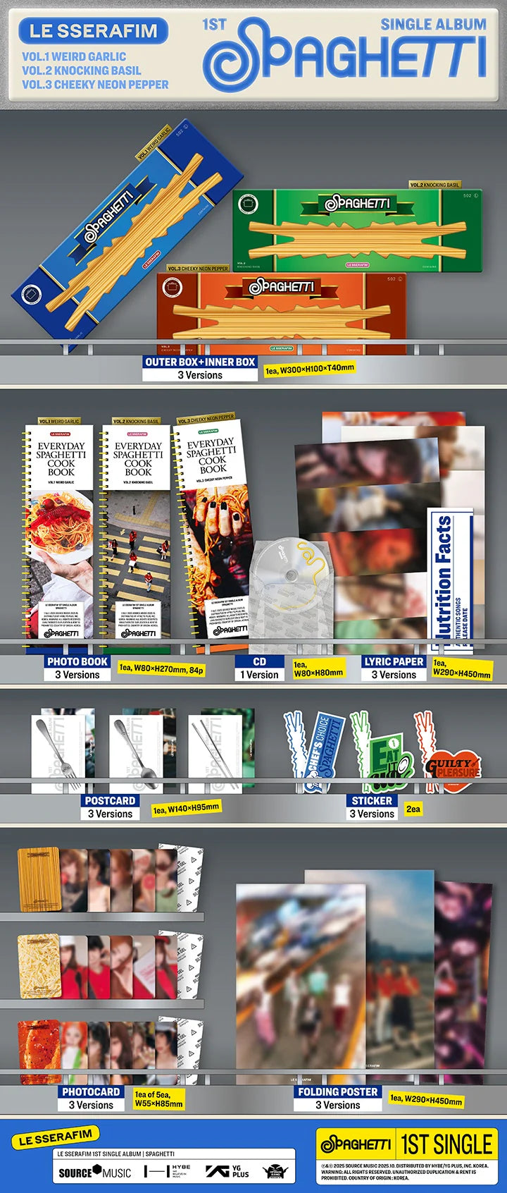 LE SSERAFIM - SPAGHETTI 1ST SINGLE ALBUM STANDARD RANDOM