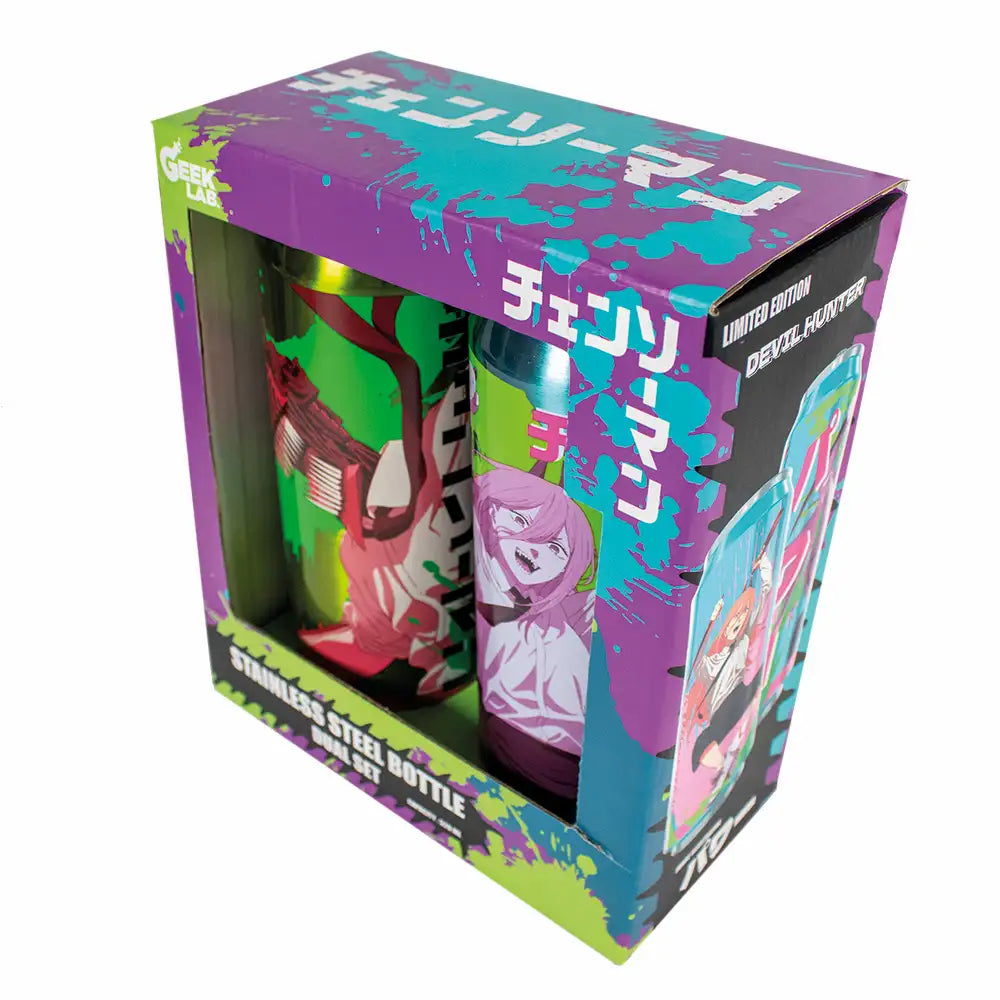 Termo Lata Dual Set Acero Inoxidable 520 ML-Edicion Limitada- Power y Chainsaw Man